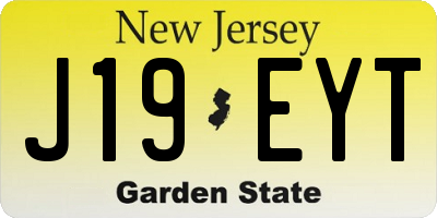 NJ license plate J19EYT