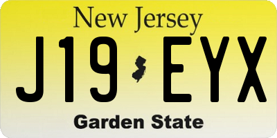 NJ license plate J19EYX