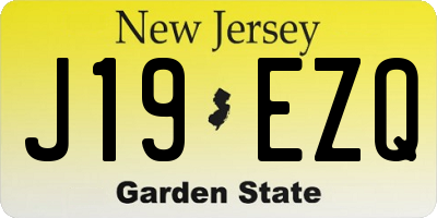 NJ license plate J19EZQ
