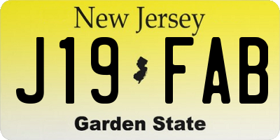 NJ license plate J19FAB