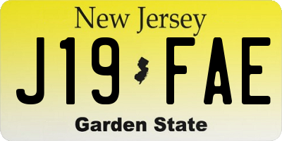 NJ license plate J19FAE