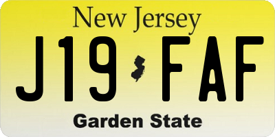 NJ license plate J19FAF