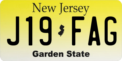 NJ license plate J19FAG