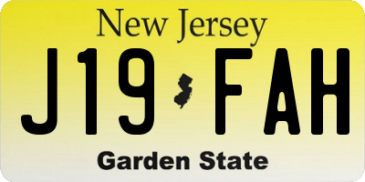 NJ license plate J19FAH