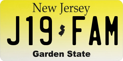 NJ license plate J19FAM