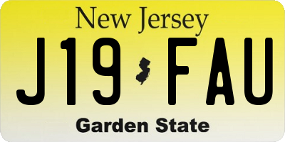 NJ license plate J19FAU