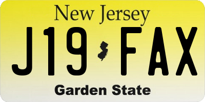 NJ license plate J19FAX