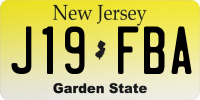 NJ license plate J19FBA