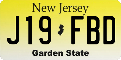 NJ license plate J19FBD