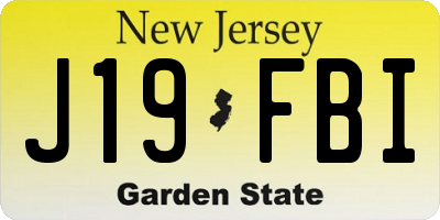 NJ license plate J19FBI