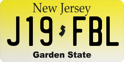 NJ license plate J19FBL