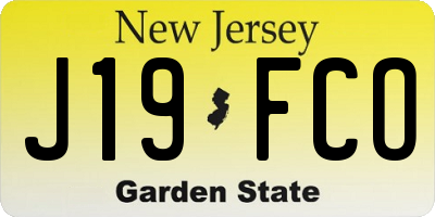 NJ license plate J19FCO