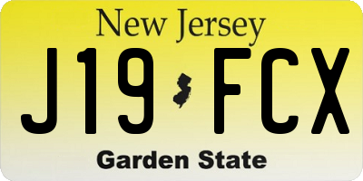 NJ license plate J19FCX