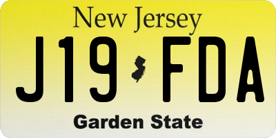 NJ license plate J19FDA