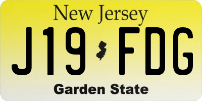 NJ license plate J19FDG