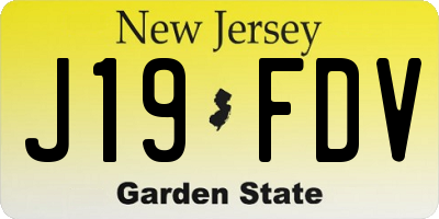 NJ license plate J19FDV