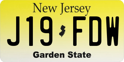 NJ license plate J19FDW