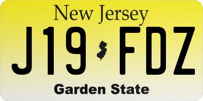 NJ license plate J19FDZ