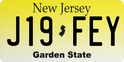 NJ license plate J19FEY