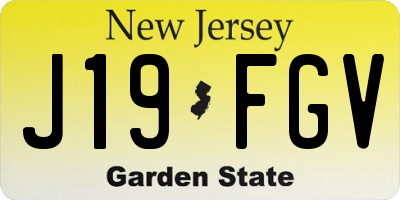 NJ license plate J19FGV