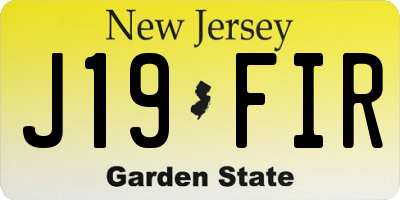 NJ license plate J19FIR