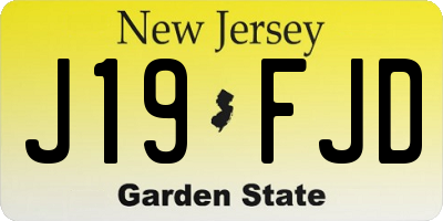 NJ license plate J19FJD