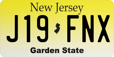 NJ license plate J19FNX