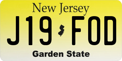 NJ license plate J19FOD