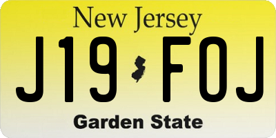 NJ license plate J19FOJ