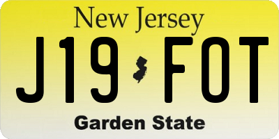 NJ license plate J19FOT