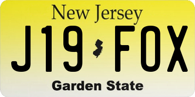 NJ license plate J19FOX