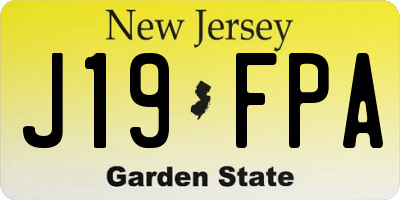 NJ license plate J19FPA