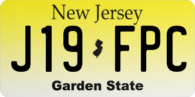 NJ license plate J19FPC