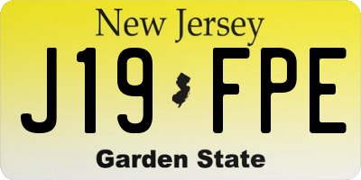NJ license plate J19FPE