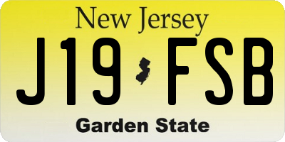NJ license plate J19FSB