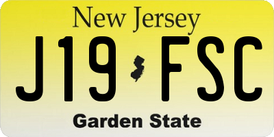 NJ license plate J19FSC