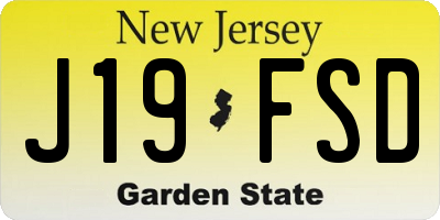 NJ license plate J19FSD