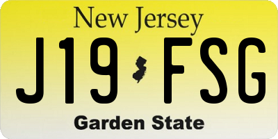NJ license plate J19FSG