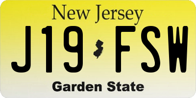 NJ license plate J19FSW