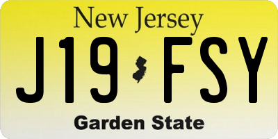 NJ license plate J19FSY