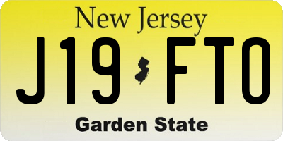 NJ license plate J19FTO