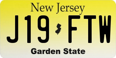 NJ license plate J19FTW