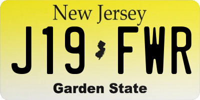 NJ license plate J19FWR