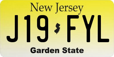 NJ license plate J19FYL