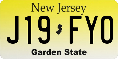 NJ license plate J19FYO