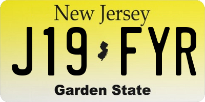 NJ license plate J19FYR