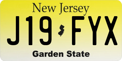 NJ license plate J19FYX