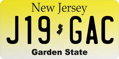 NJ license plate J19GAC