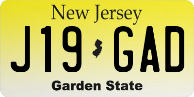 NJ license plate J19GAD
