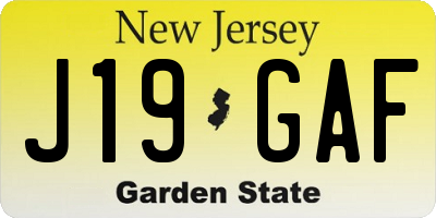NJ license plate J19GAF